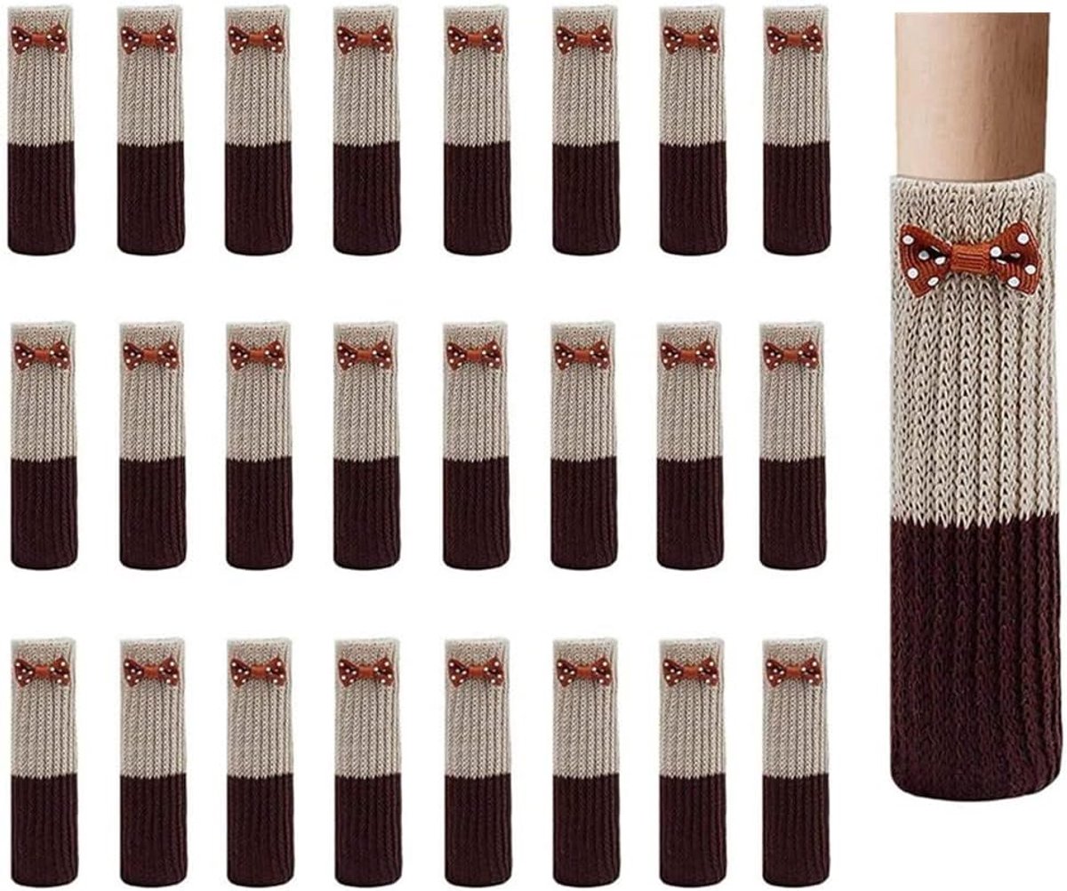 Famanu – Stoelvoetsokken - 24 stuks gebreide zeer elastische stoelpoten - antislip vloerbeschermers - meubels - schattige tafelpoten - voetafdekkingen voor vierkante ronde ovale voeten - krasvast