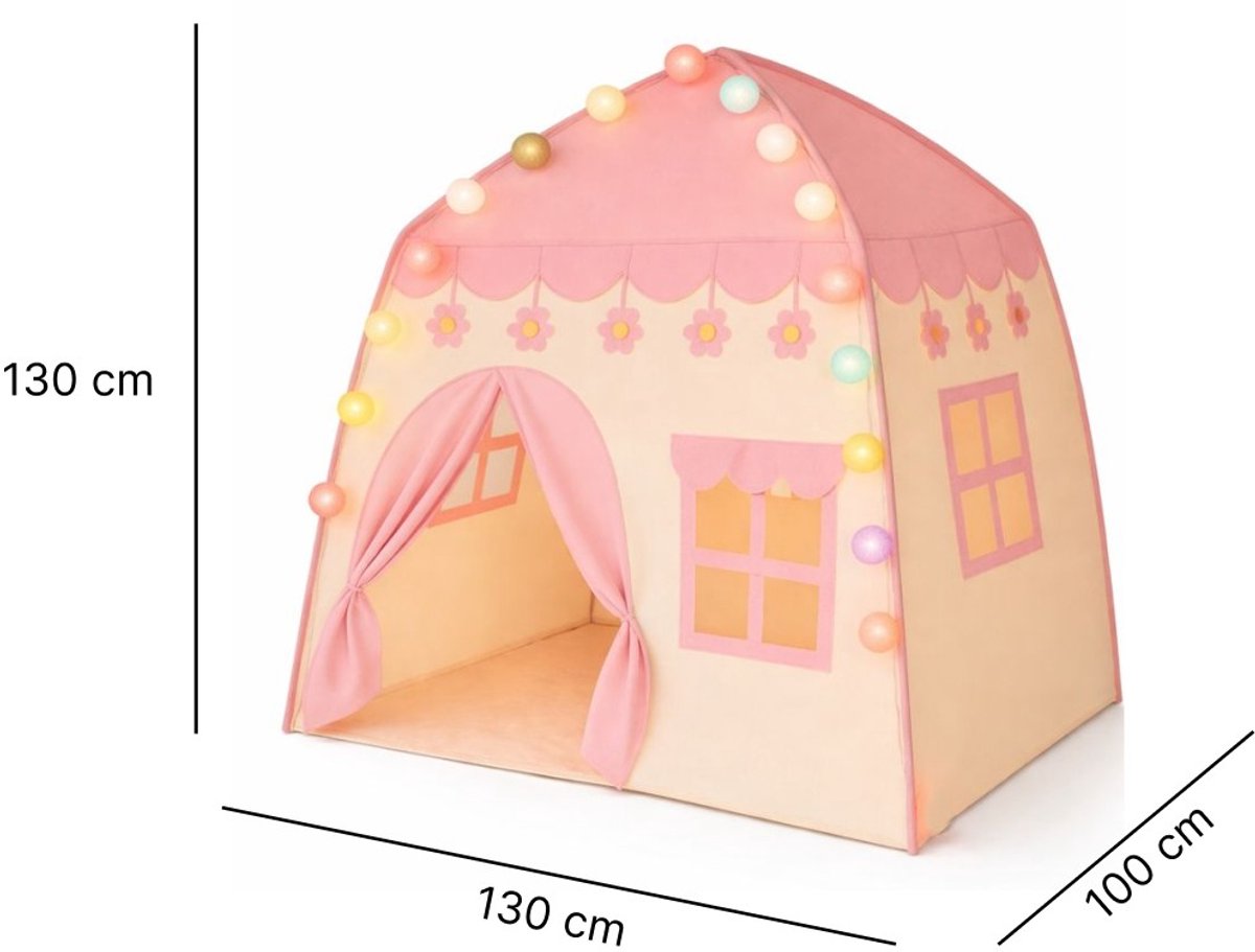 Goodz4All Roze Speeltent Speelhuisje Kindertent Tent met Verlichting Ledlampjes en Clips — afbeelding 4