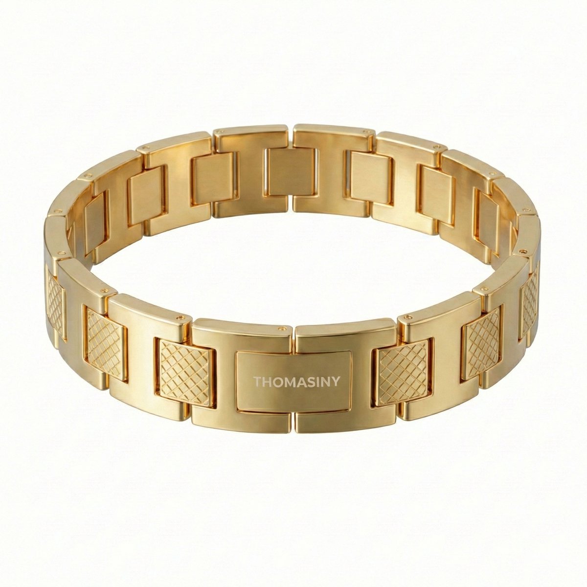 Thomasiny® Apex Goudkleurige Heren Armband – Stoere Luxe Armband – RVS – Tijdloos Design – Geschenkverpakking