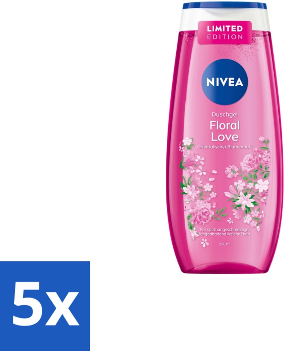 Nivea – Douchegel – Floral Love – 250 ml - Bulkverpakking - 5 stuks