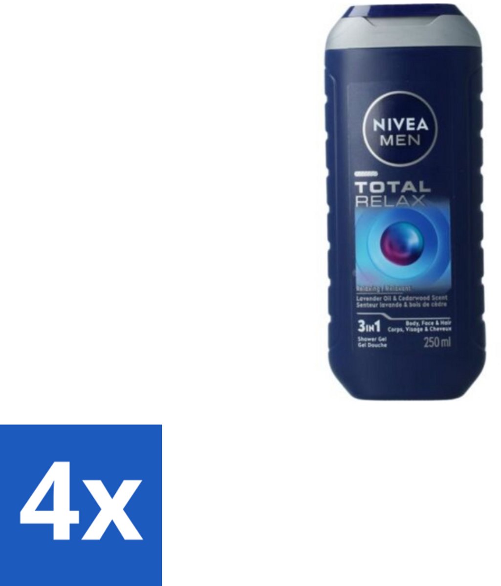NIVEA Men Douchegel Total Relax 250 ml - Voordeelverpakking - 4 stuks