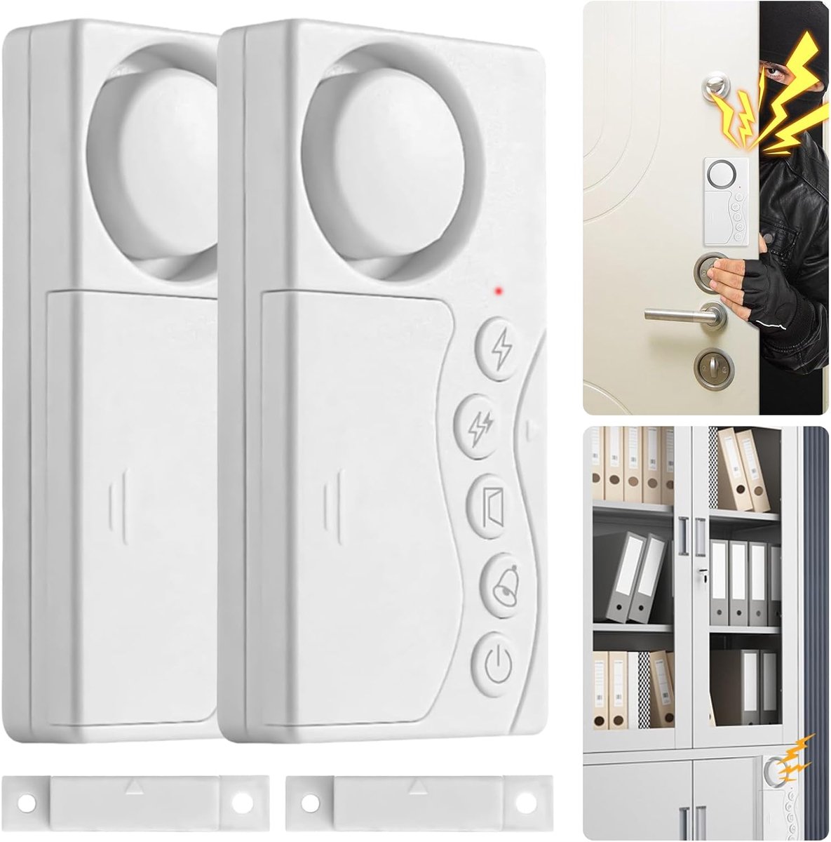2 stuks Deurmagnetisch alarm, deur- en raamalarm, koelkastdeuralarm, vriezer sensorbel, vier-in-één deurmagnetische sensor