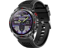 Knobbout 1.46”(3.7cm) GPS Outdoor Smartwatch – 6 Satelliet Positionering - Kompas & Hoogtemeter -LED-zaklamp - Hartslag & SpO₂, 30 m Waterdicht - 540mAh Batterij, Bluetooth 5.3- Zwart