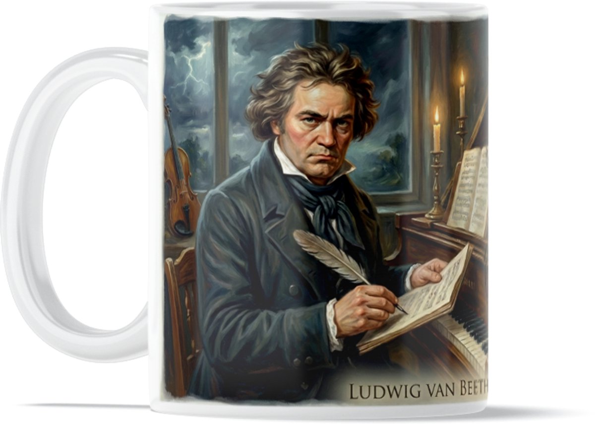 Mok "Beethoven Quote" - Componist Ludwig van Beethoven - "Muziek is een hogere revelatie dan alle wijsheid en filosofie" - Muziek Cadeau voor Muziekliefhebbers, Docent, Pianisten - Klassieke Muziek & Inspiratie