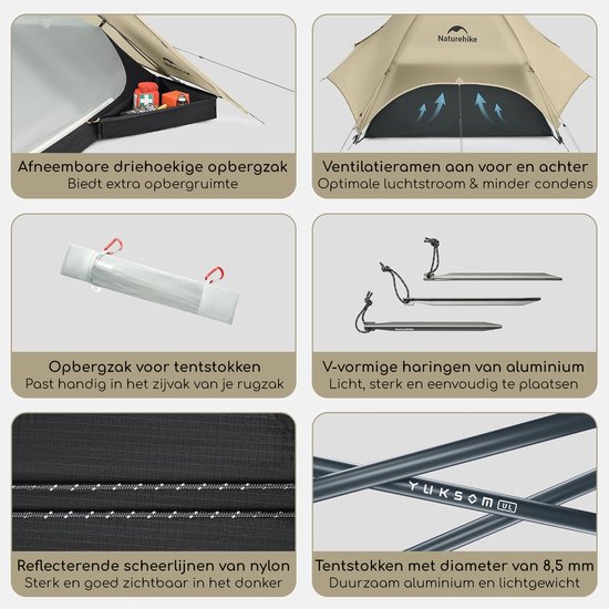 Naturehike Star River 2 UL - Ultralight - 2 persoons tent - Ultra Lichtgewicht tent - Incl. grondzeil - 15D 3000MM - Waterdicht - Hiking, wandelen & bikepacken - Kampeertent - koepeltent - Trekkerstent van Nature — afbeelding 4