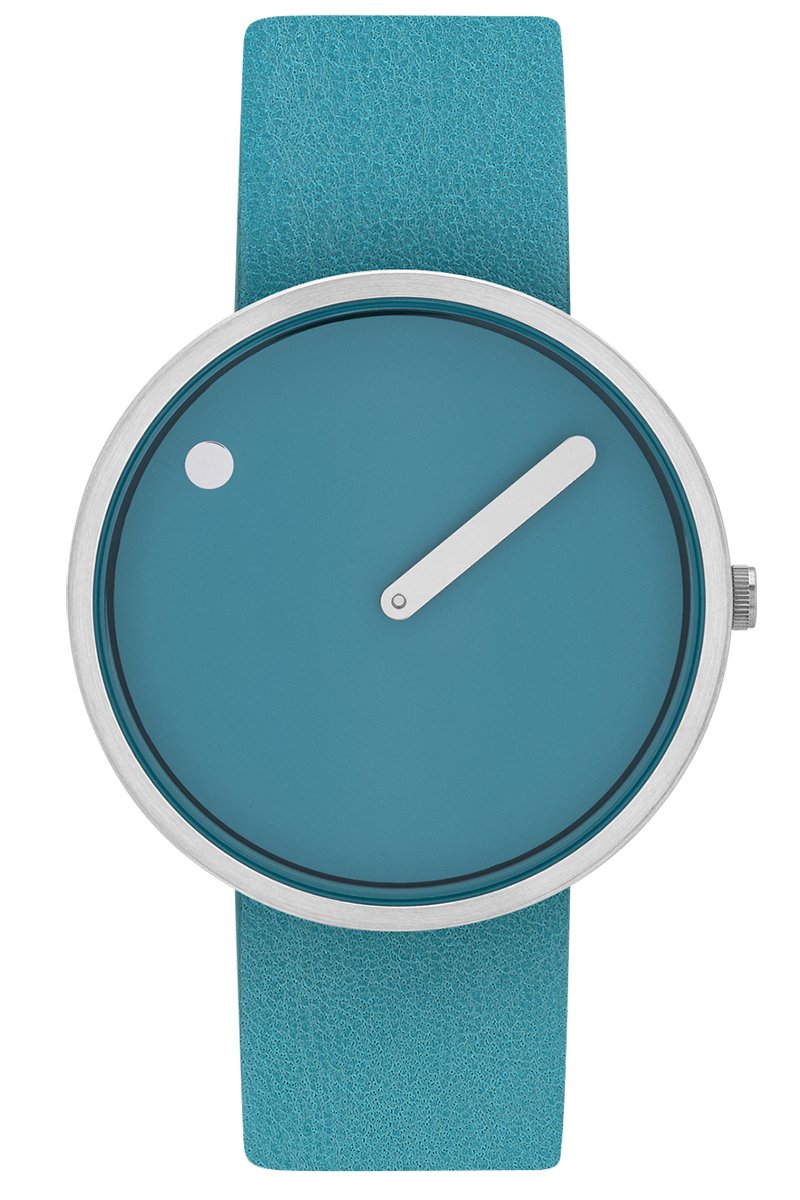 Picto Design Horloge Deep Teal Blauwe Wijzerplaat, Lederen Horlogeband 43322-8020S - Herenhorloge - 40mm