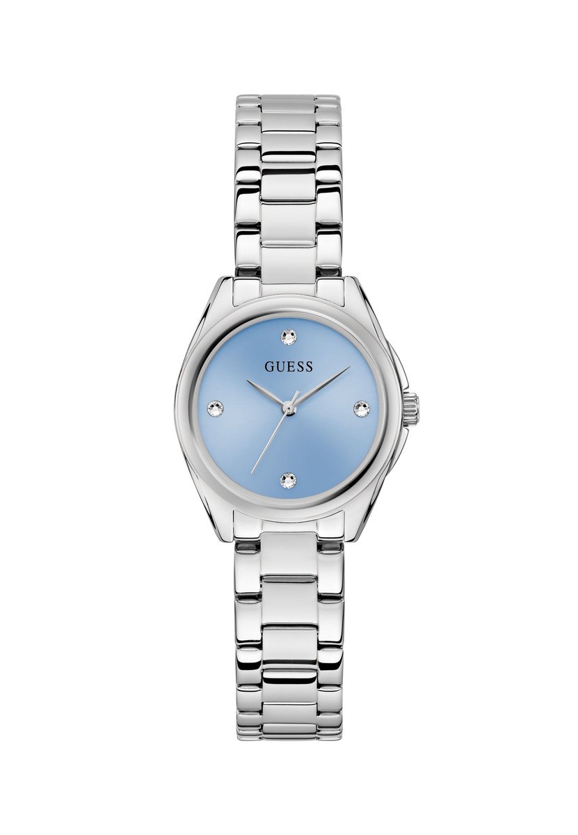 Guess Bette Quartz Analoog Horloge Zilvertint En Blauw Behuizing: 100% Roestvrij Staal| Armband: Roestvrij Staal 29 mm U1423L1M, U1423L5M