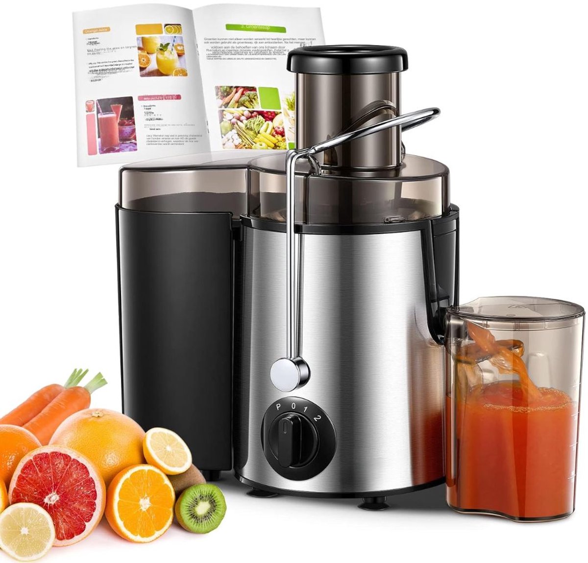 Aura® Sapcentrifuges groenten en fruit - Sapcentrifuges - Slowjuicer - Zilver - ‎31cm x 30cm x 19cm