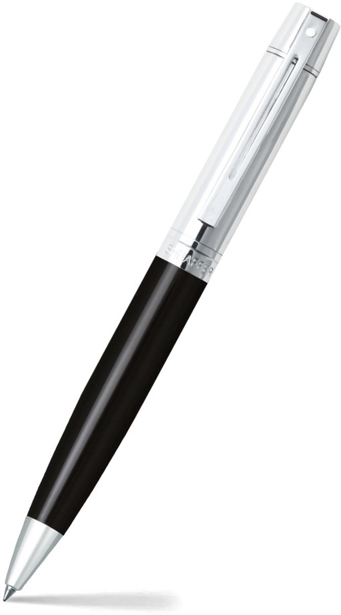 Sheaffer balpen - 300 E9314 - Black barrel chrome cap chrome plated