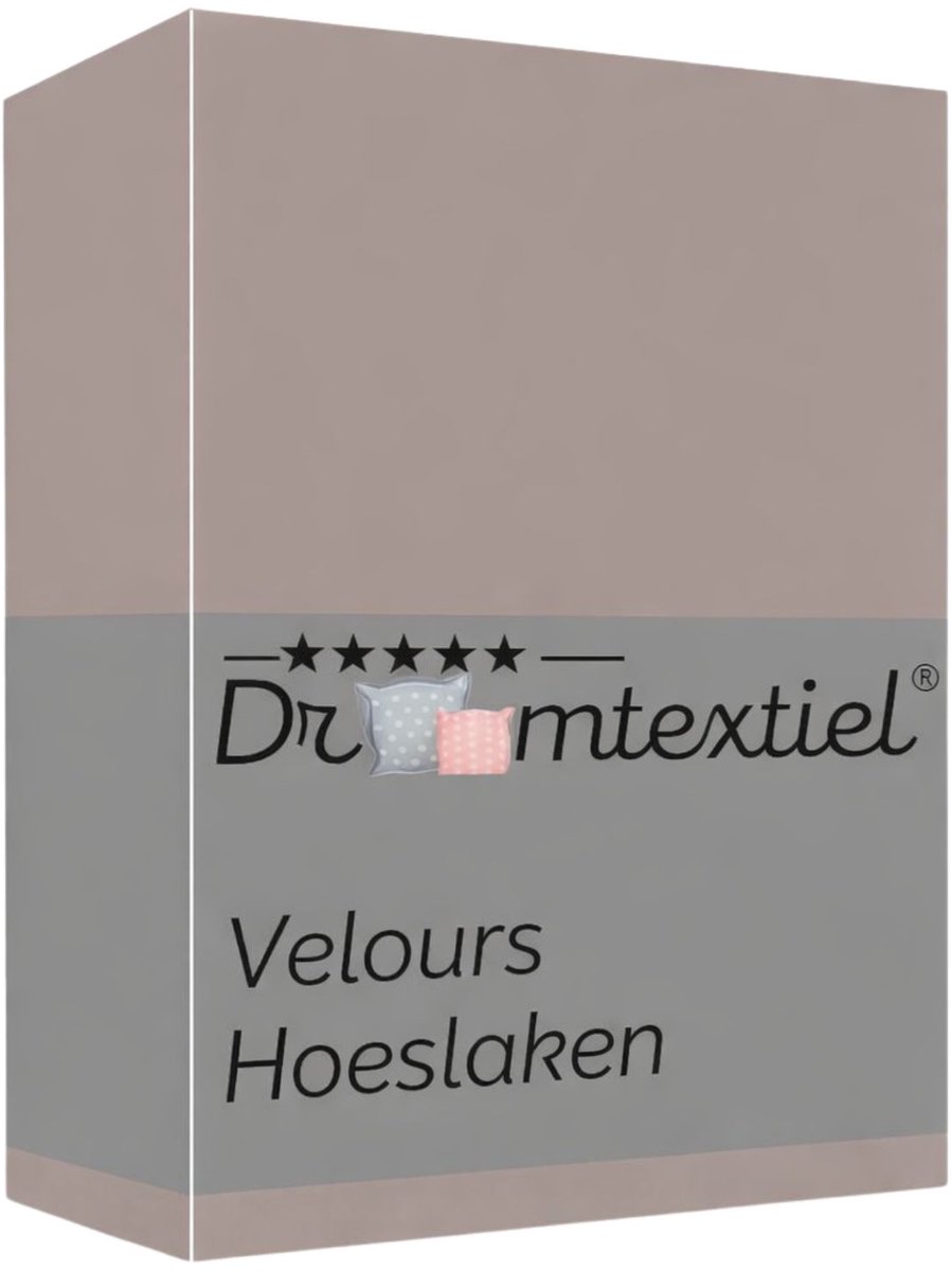 Droomtextiel Velours Hoeslaken Taupe - 140x200 cm