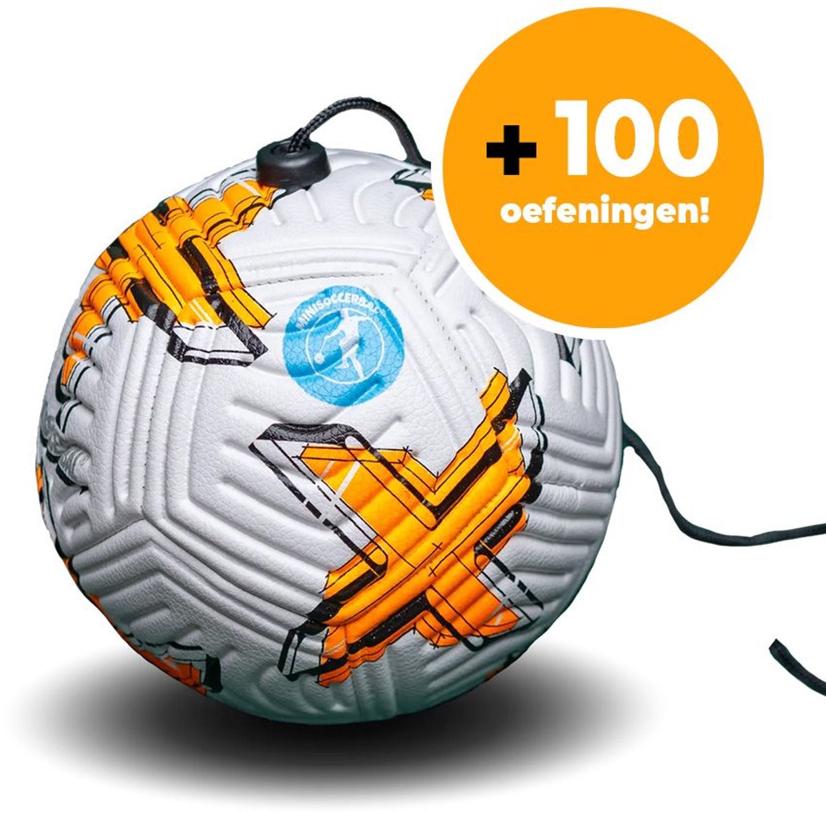 Minisoccerbal voetbal aan touw - techniekbal - Verjaardagscadeau - buitenspeelgoed - Met 100 oefeningen - Oranje - Elite