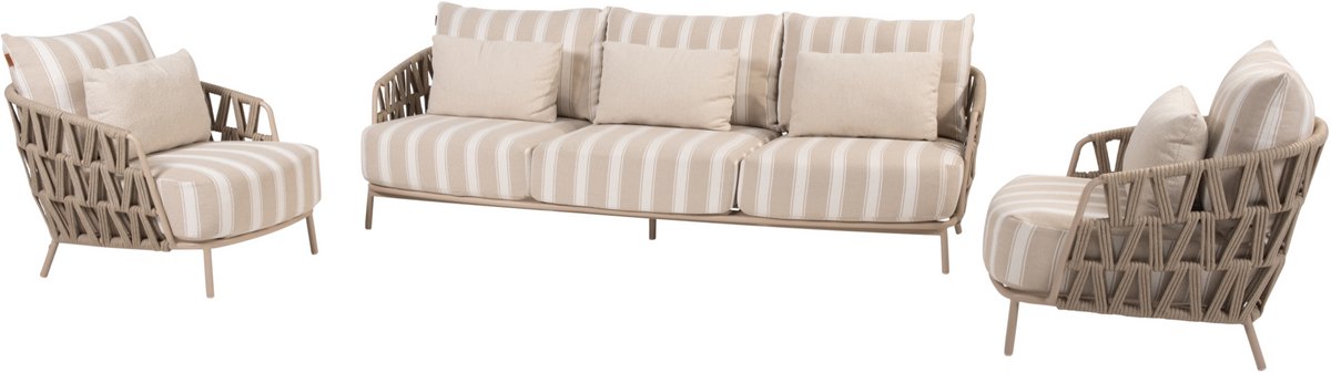 4 Seasons Outdoor Beverly chair-sofa lounge set 3-piece latte