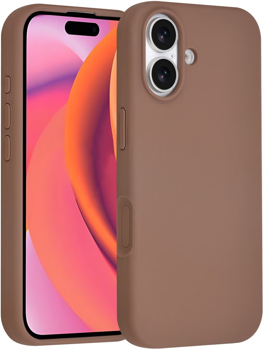 TUNIQ telefoonhoesje voor Apple iPhone 16 - Siliconen backcover - Bruin