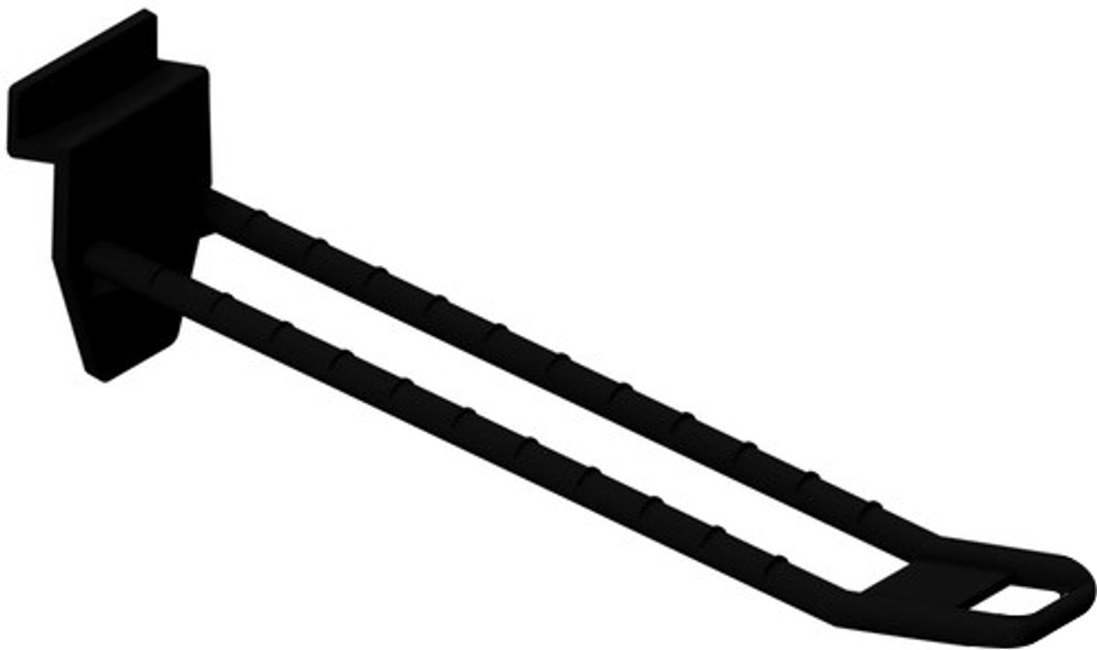 Lamellenwand Blisterhaak - 15 cm - Dubbel - Zwart - Kunststof Slatwall Displayhaak