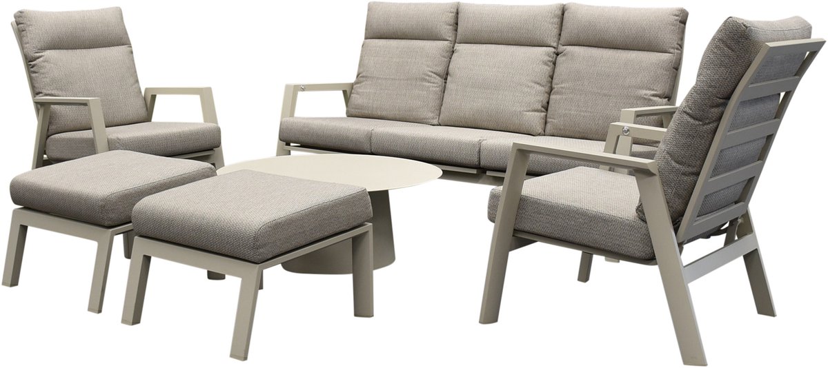 AVH-Collectie Barolo stoel bank loungeset 6 delig verstelbaar latte Zand / Latte / Linen