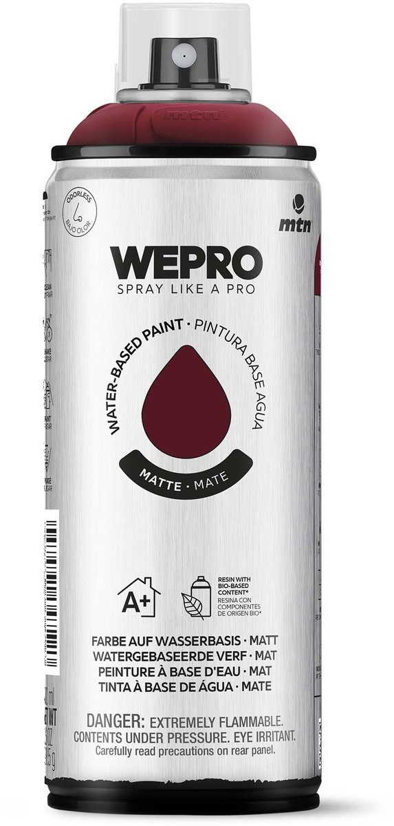 Spuitbus Bordeaux Rood Mat MTN WEPRO WATER-BASED PAINT 400ML