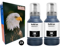 InktDL Huismerk geschikt voor Epson 102 Inktflessen - 2X 135ml Zwarte Inkt - Geschikt voor EcoTank ET-2750 - ET-2851 - ET-3700 - ET-3750 - ET-3850 - ET-4856