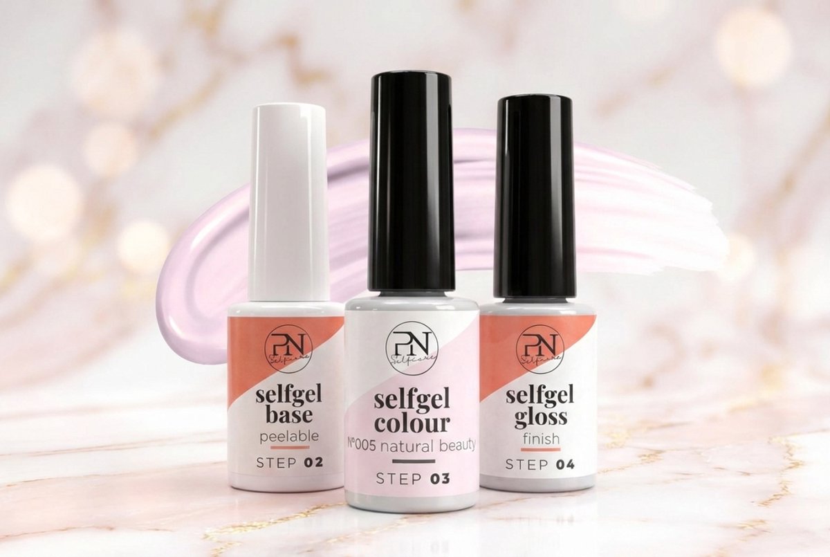 PN Selfcare - Gellak Starterspakket - Base Coat - Top Coat - BIAB - Gellak - Nagels - Roze N5 - Vegan