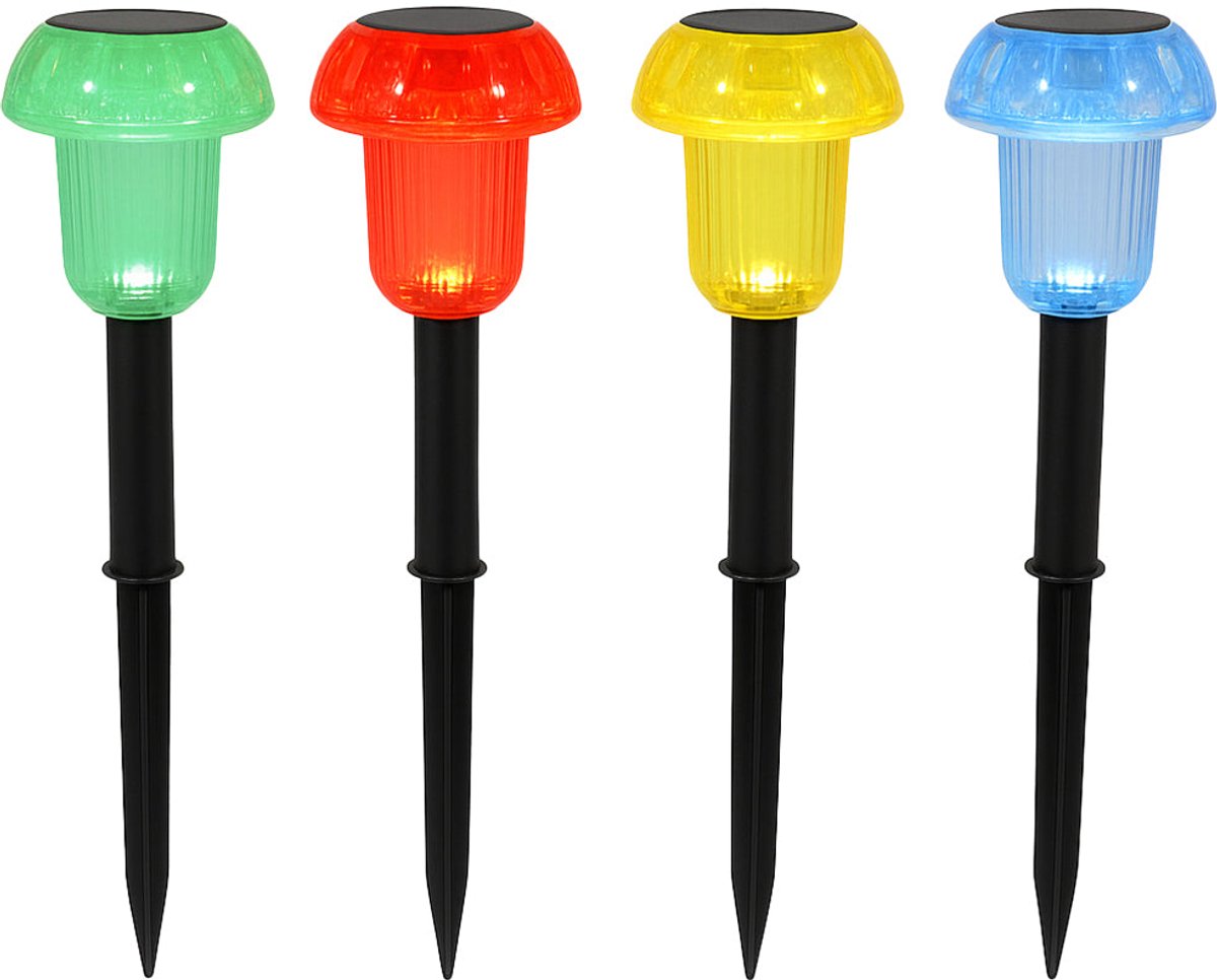 Set van 4 paddenstoelvormige zonnebakens H24CM MUSHY