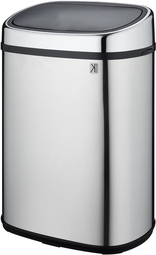 Kitchen Move 142 lid for waste bin, rectangular, model Parkside, chrome, ABS, stainless steel, 28 x 34 x 8.5 cm