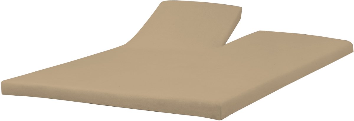 Princess Line Comfortabel Ultra-Soft Splittopper Hoeslaken 180x200 - 100% Katoen Jersey - Hoeslaken voor Elektrisch & Verstelbaar Bed - Rondom Elastiek - Hoekhoogte 15 cm - Bovensplit ca. 90 cm - Taupe
