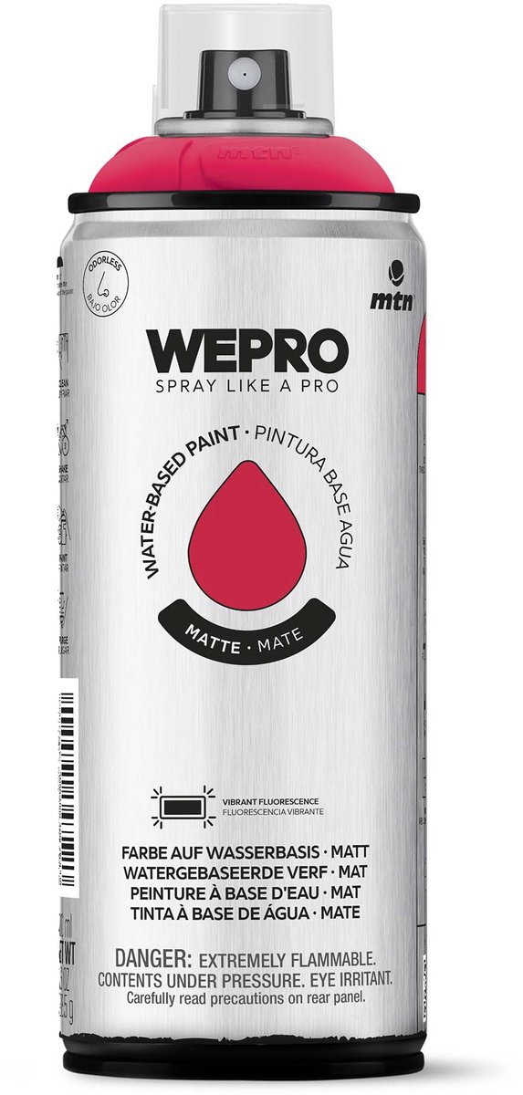 Spuitbus Fluor Rood Mat MTN WEPRO WATER-BASED PAINT 400ML