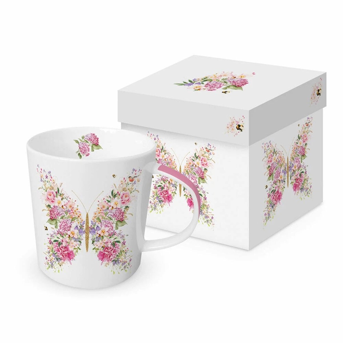 PPD-papillion et fleurs-vlinder-bloemen-porselein-kado-cadeau-kadoverpakking-breekbaar