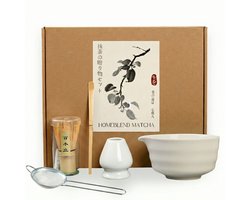 Homeblend Matcha Set - Porselein - Wit - 5-delig - Incl. Bamboe Lepel