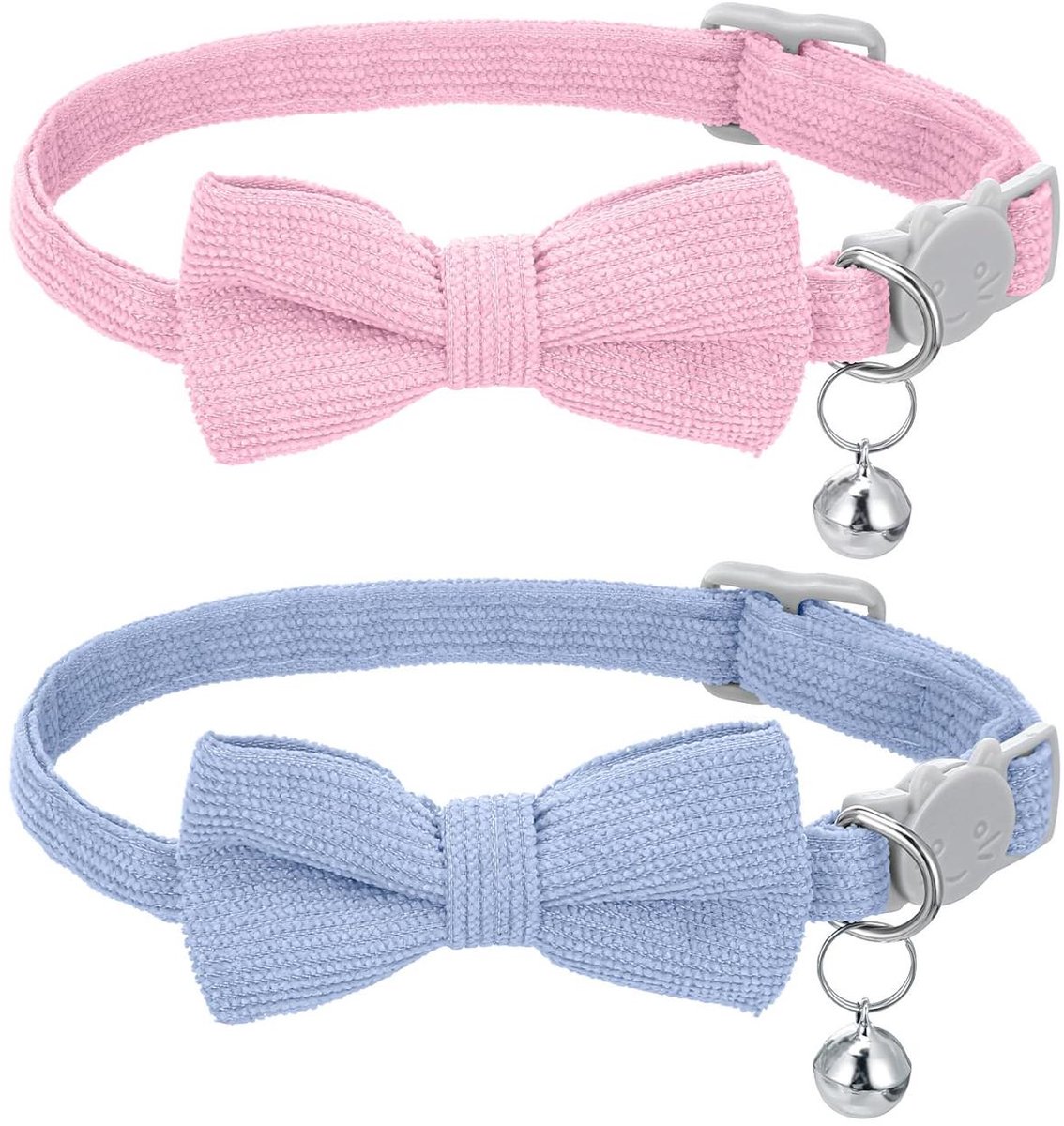 Kattenhalsband set - Kattenspeeltuin - Zacht Corduroy en Uitneembaar Stropdas - 2 stuks - Voor kleine katten - Bruin