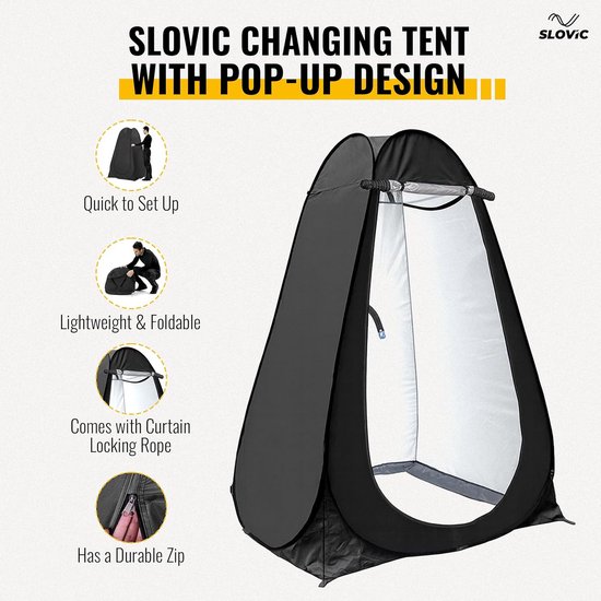 Pop Up Douchetent - Omkleedtent - Buitenbadtent 1-2 personen - Incl. Draagtas - Mobiele Douchcabine - Draagbare Douchetent - Toilettenten - Multifunctioneel - Voor camping en strand - Zwart van MM Brands — afbeelding 4