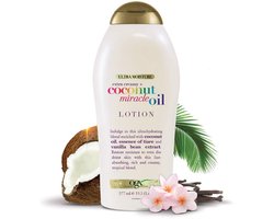 OGX Extra Creamy Coconut Miracle Oil Body Lotion – Ultra Hydratatie met Vanille, Sneldrogende Lotion voor Alle Huidtypes, Parabenenvrij, 577ML