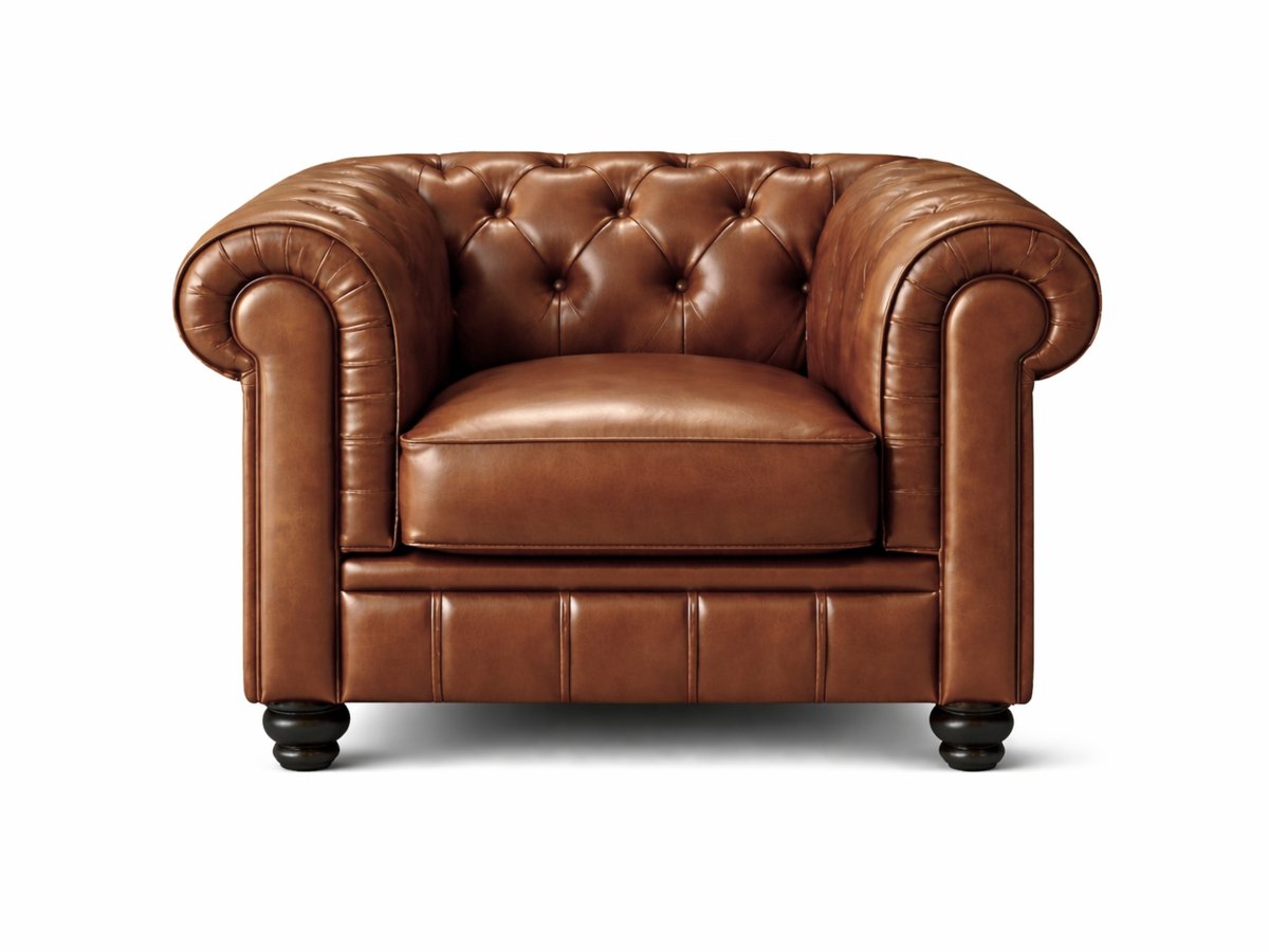 Chesterfield Bank 1-Zits - Kaneel Bruin - Leer - Bank - Sofa - Fauteuil