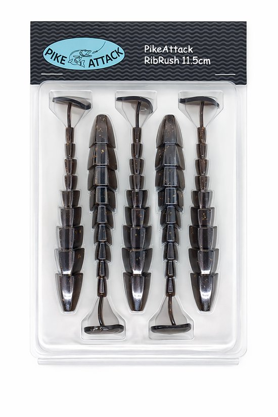 PikeAttack-RibRush-Shad-Softbait-11.5cm-Bruin van PikeAttack — afbeelding 2