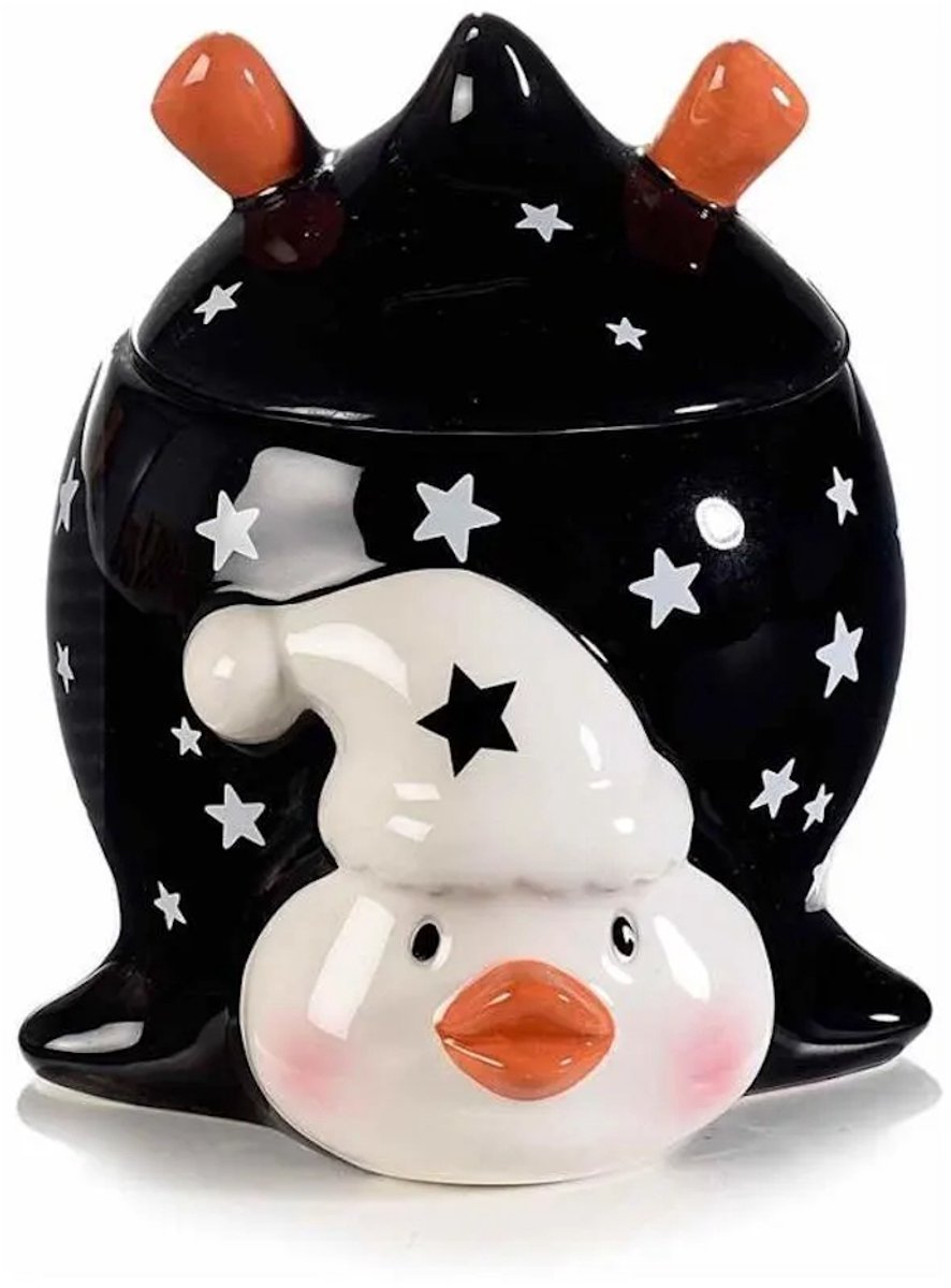 Keramische voorraadpot Pinguin - Zwart - 12 x 13 x 13,5 cm - Keramiek