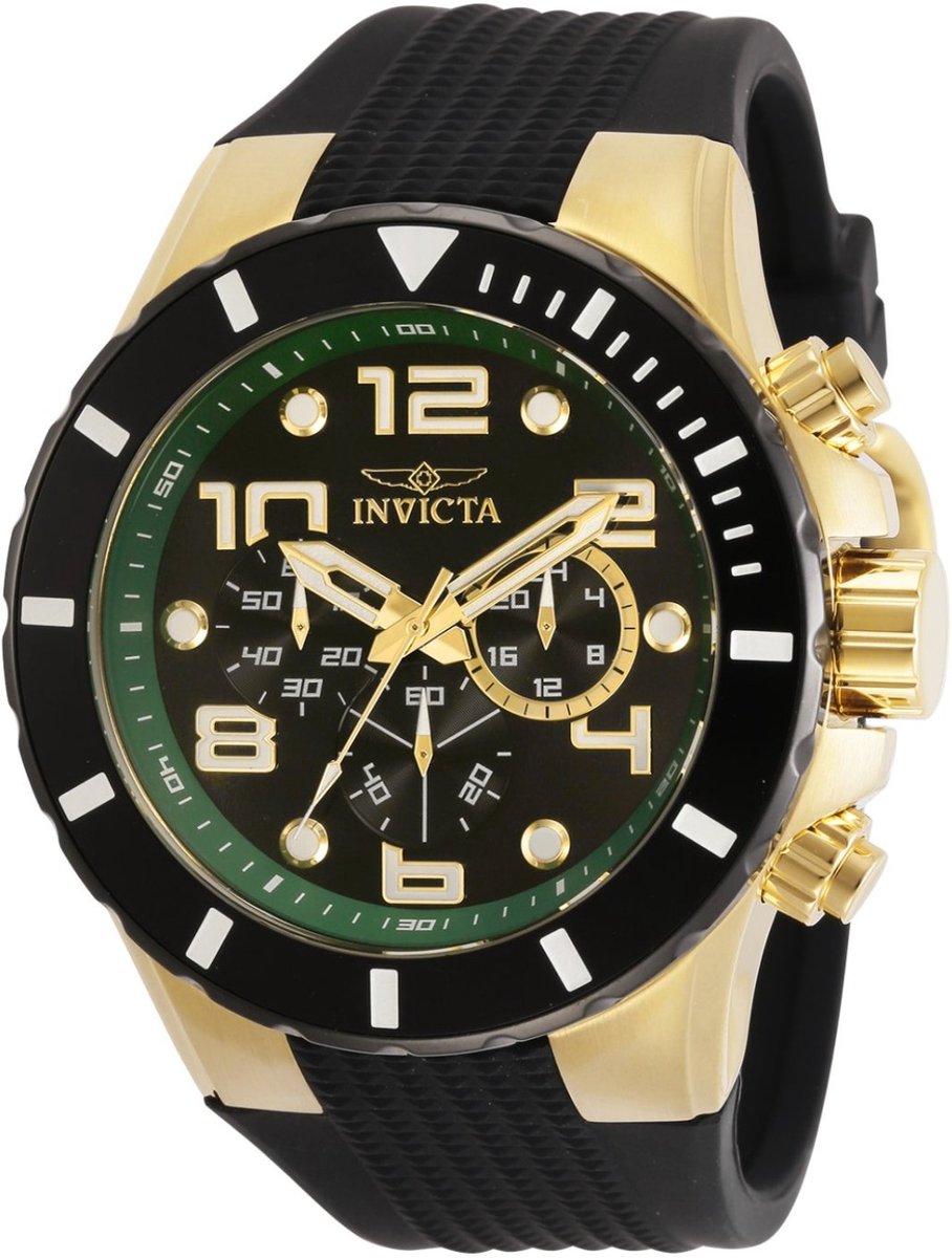 Invicta Pro Diver 30777 Heren Horloge - Waterdicht - Analoog - Quartz Uurwerk - Roestvrij Staal met zwarte Wijzerplaat - 50mm