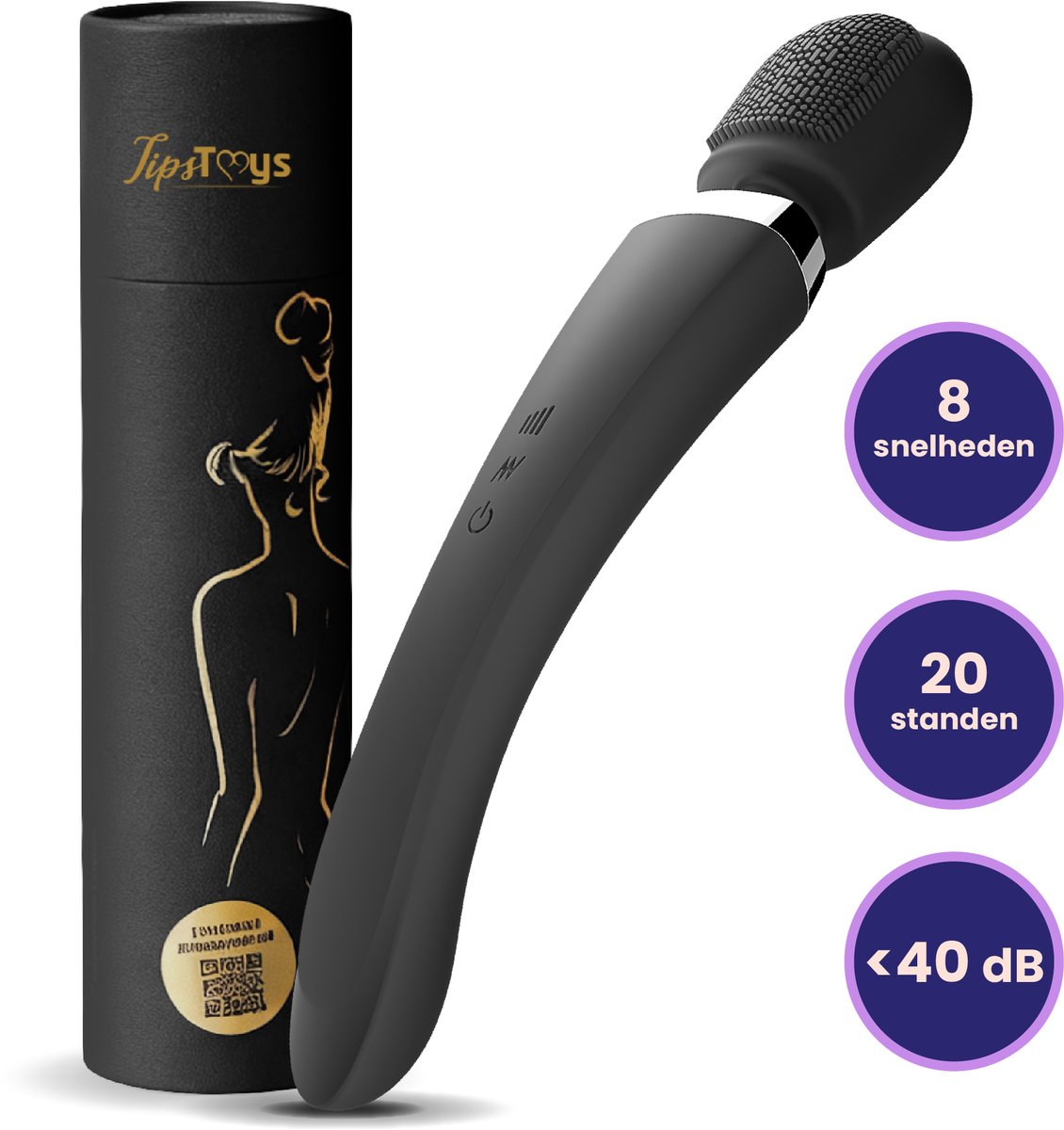 Bol.com TipsToys® Magic Wand Vibrator - Vibrators voor Vrouwen - Bodywand Intieme Massage - 20 Standen & 8 Snelheden - Sex Toys ... aanbieding