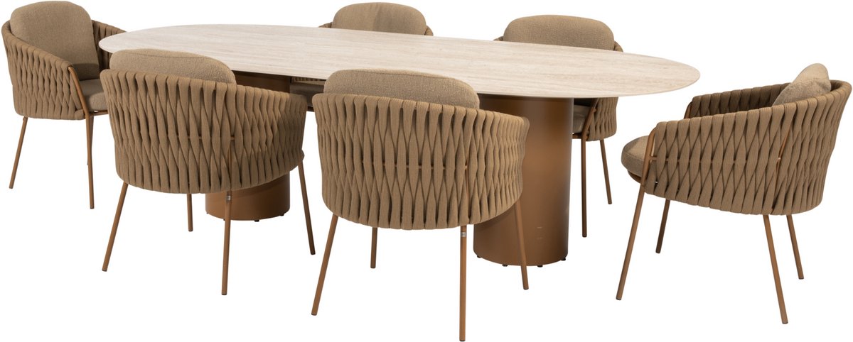 Colorado Molina dining tuinset 240x105xH75 cm 7 delig keramiek amber 4 Seasons Outdoor