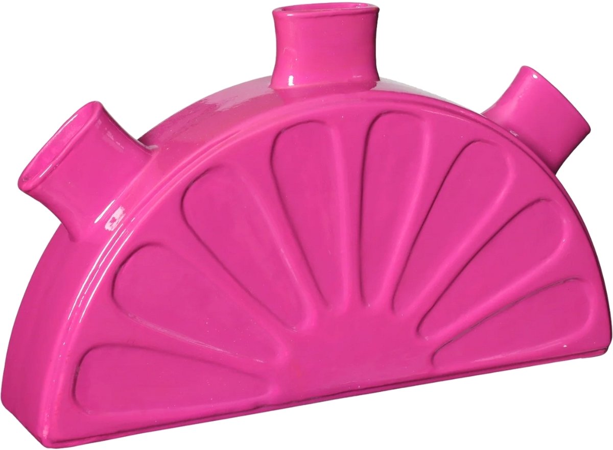 Ideas 4 Seasons - Tulpenvaas - vaas - fuchsia - pink - meloen - vensterbankvaas - handmade - H18 x Br28 x diep 6 cm