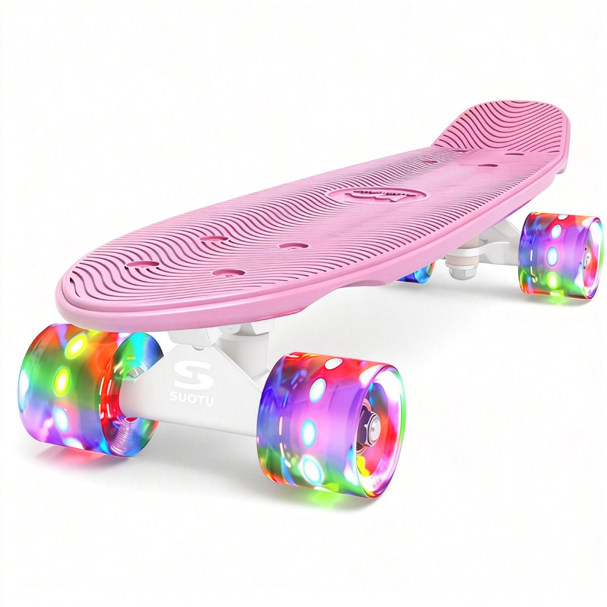 Suotu Skateboard - Skateboard Jongens – Wielen met LED-verlichting - Skateboard Meisjes – Skateboard Volwassenen - Roze