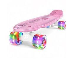 Suotu Skateboard met LED-wielen - ABEC-9 - Tot 50 kg - Roze