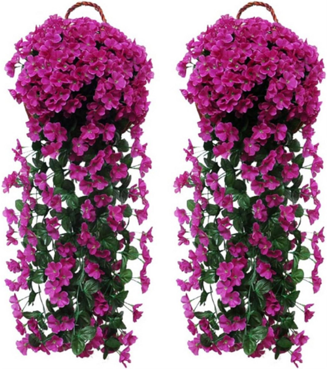 BOG Kunstmatige Hangende Bloemen Wisteria En Klimop – Lange Nep Hangplanten Met Viooltjes – Voor Buiten En Binnen – Tuin – Binnenplaats – Balkon – Huisdecoratie Rode Roze Kleur