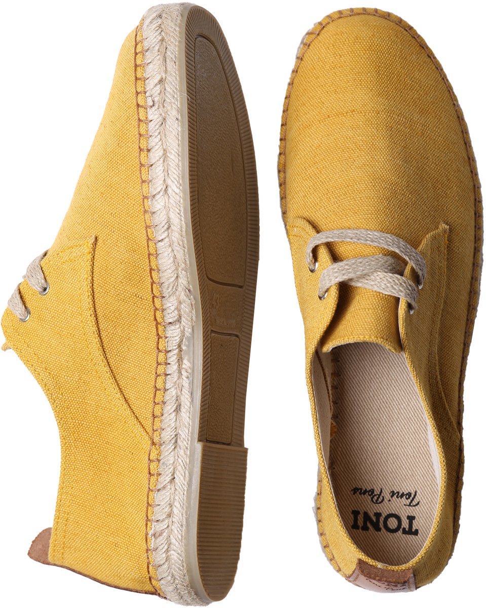 DIXON | Espadrilles met vetersluiting voor heren - GEEL, maat 42
