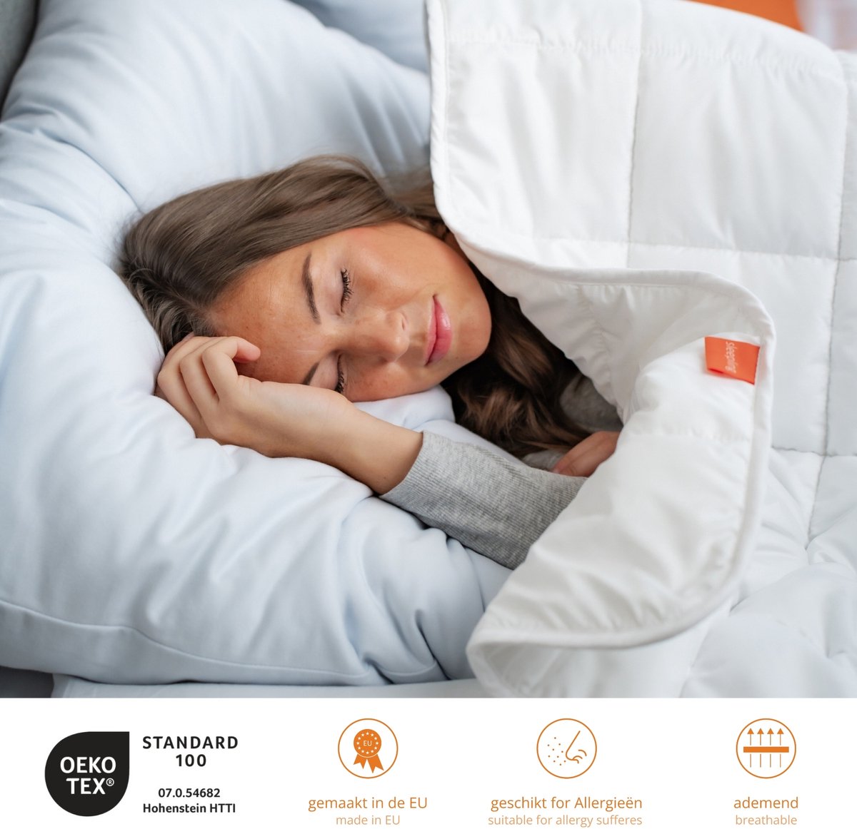 Sleepling Komfort 100 - hoofdkussen 40x80 cm 2-delige set - kussen van polyester - geschikt voor mensen met allergieën - als slaapkussen, bankkussen of sierkussen - Made in EU - 40 x 80 cm - wit