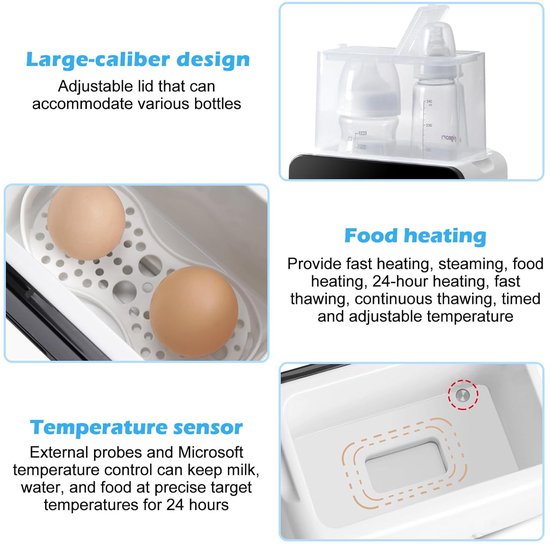 Ynkkvre - Flessenwarmer - Dubbele Flessenwarmer - Sterilisator - 2-in-1 Apparaat voor Babyflessen - Nauwkeurige Verwarming tot 37°C - Stoomsterilisatie 100°C - LCD Scherm - Stil en Veilig van Ynkkvre — afbeelding 3