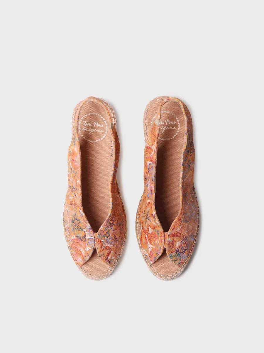 Dames espadrille met open neus van veelkleurig leer | LAILA-LL