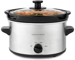 Aura® Slowcooker met timer - Slowcooker - Crockpot - Zilver - 25cm x 25cm x 20cm
