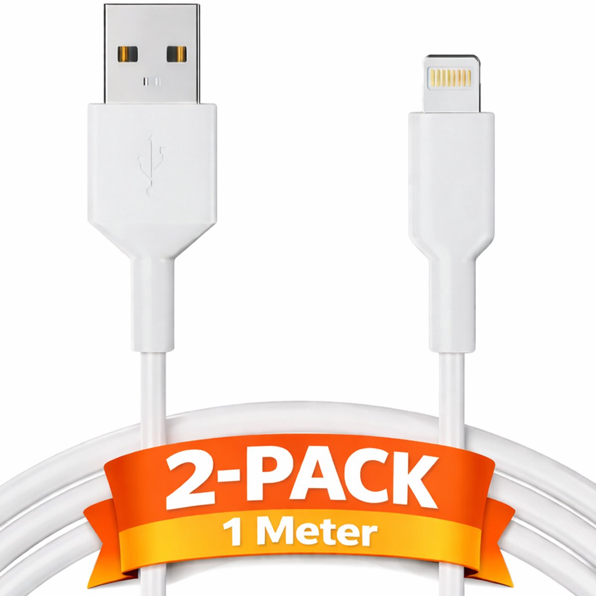 Oplader kabel geschikt voor iPhone - Kabel geschikt voor lightning - Oplaadkabel - USB kabel - Lader kabel - 2-PACK