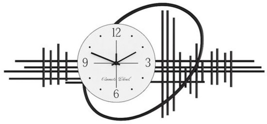 Horloge murale moderne Luxaliving | Horloge à Quartz silencieuse et Design Luxe noir - blanc | 36 x 80 cm