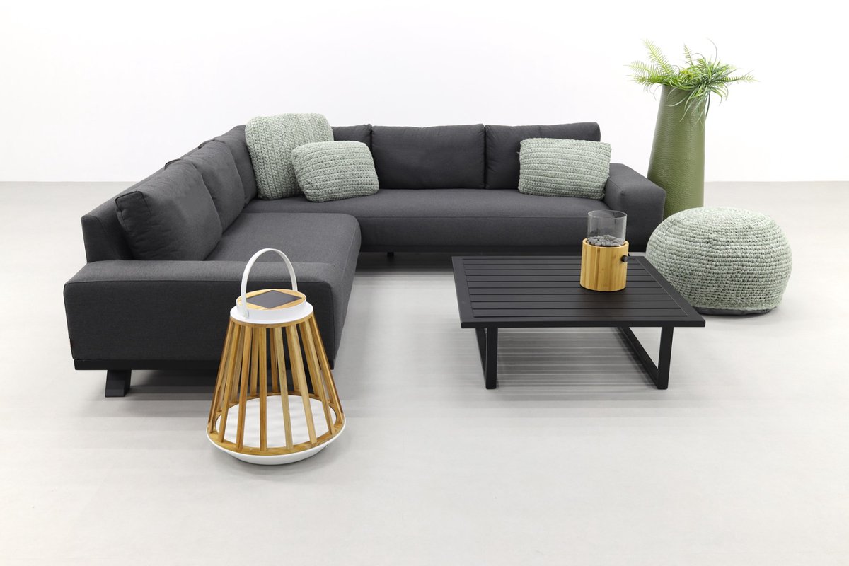 Van der Garde Tuinmeubelen Barcelona/Cuba Sunbrella loungeset - Sooty - 3-delig OP=OP Antraciet/Zwart