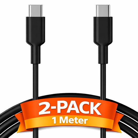 USB C kabel - USB C naar USB C - USB-C kabels - USB C kabel naar USB C - Oplaadkabel USB C - USBC kabel - Universeel - 1 Meter - 2-PACK
